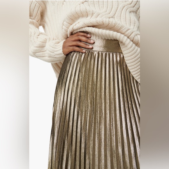 NWT J. Crew Collection Metallic Gold Chiffon Lamé Pleated Skirt Women Size 6 - Picture 1 of 9